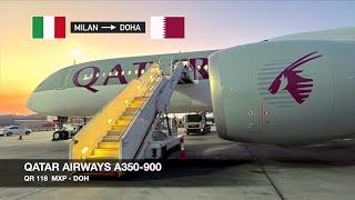 SUCH A PLEASANT RED-EYE FLIGHT  Qatar Airways A350-900  Milan MXP  Doha  Economy