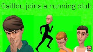 Caillou joins a running clubditches during the 5k rungoes to chuck e cheese’s