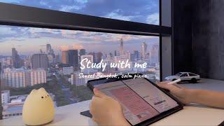 50 minutes Study with me  Bangkok sunset  calm piano  4K   Izakayaboi