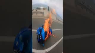 Hot Wheelies caught fire in Bike  Dangerous incident caught on go-pro Camera  #wheelie #fire