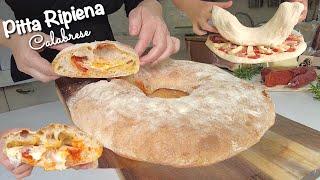 PITTA FILLED typical CALABRIAN recipe donut bread filled with cold cuts and cheeses