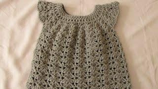 How to crochet an easy shell stitch baby  girls dress for beginners