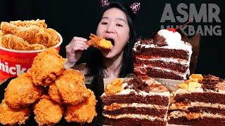 JOLLIBEE CHICKENJOY & CAKE MUKBANG Cheesy Fried Chicken & Red Ribbon Chocolate Cake - Asmr Eating