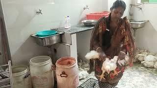 Women slaughter chicken for Shop 