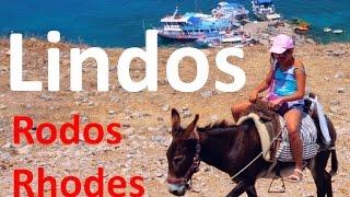 Riding taxi donkeys in Lindos Rhodes - Taxi osiołki w Lindos na Rodos