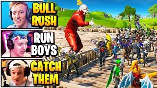 Streamers Host *HARDEST* 100 Player BULL RUSH  Fortnite Daily Funny Moments Ep.572