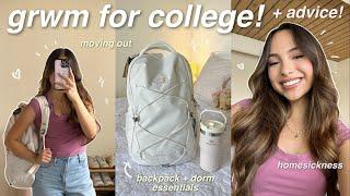 GRWM for my first day of school  college advice homesickness making friends essentials etc