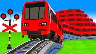 踏切アニメ あぶない電車 TRAIN Climbing Pyramid  踏切 Fumikiri 3D Railroad Crossing Animation #2024