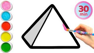 Pyramid and 14 More 3D Shapes Drawing Painting Coloring for Kids Toddlers  Learn 3D Shapes #353