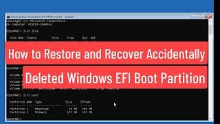 How to Restore & Recover Accidentally Deleted Windows EFI Boot Partition  Fix Cant Boot EFI System