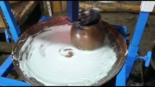 making of Shatdhaut Ghrut - 100 times rotating deshi cow ghee with copper tradition medicine