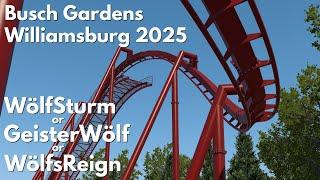 GeisterWölf  WölfSturm  WölfsReign  Busch Gardens Williamsburg 2025 Family Inverted Coaster POV