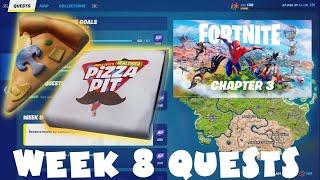 Chapter 3 ALL Week 8 Challenges Guide - Fortnite Season 1 Klombos Hole Pizza Llana