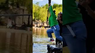 Chinese woman wet boots and fall into water