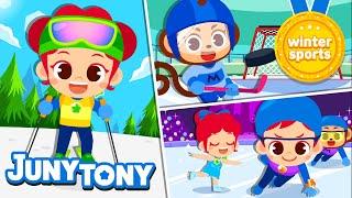 Winter Sports  Figure Skating Ski Jumping Ice hockey Luge  Sport Songs for Kids  JunyTony