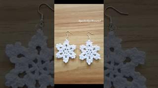 crochet snowflake earring #handmade #crochet #diy #earrings #crochetshort #shorts #viralshort