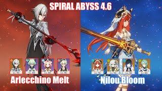 C0 Arlecchino Melt & C0 Nilou Bloom  Spiral Abyss 4.6  Genshin Impact