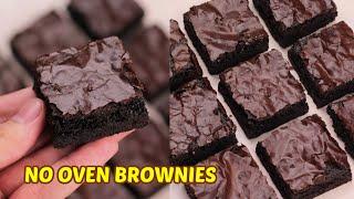 Dark Fudgy Brownies  No Oven No Mixer 