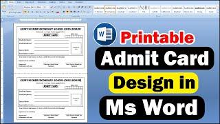 How to Make Admit Card in Microsoft Word  Admit Card Design  Admit Card Format in Ms Word 