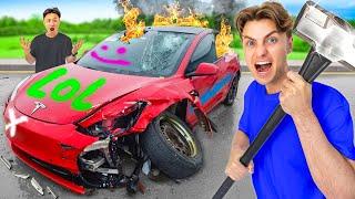 DESTROYING MY FRIENDS CAR... And Surprising Him With A New One