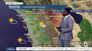 ABC 10News Pinpoint Weather with Moses Small Cooler this weekend