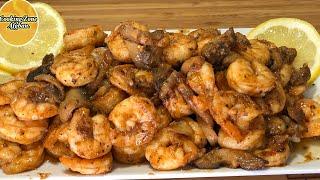 Shrimp With  Mushroom Recipe طرز تهیه میگو با قارچ