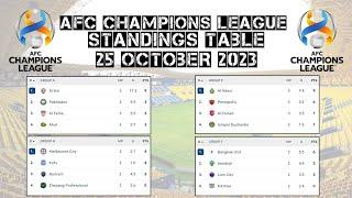 AFC CHAMPIONS LEAGUE 2023 standings table updated today Wednesday 25 October 2023