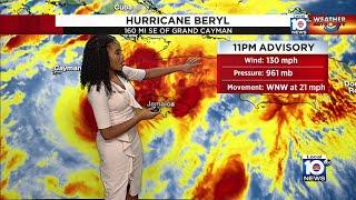 Strong Hurricane Beryl moves through Jamaica leaving damage destruction behind