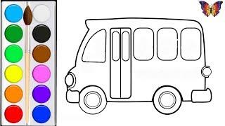 Как нарисовать АВТОБУС  мультик раскраска АВТОБУС  для детей Раскраски Малышам