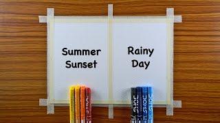 How to Draw Summer and Rainy season  Oil Pastel Drawing for beginners