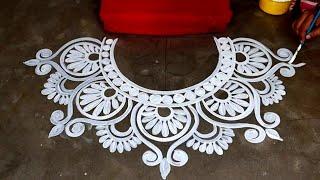 unique Alpona Design For Festivals  Creative Rangoli Designs for Beginners  easy door alpona