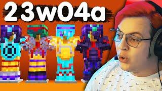 100+ NEW ARMOR 23w04a  Russian Streamer Reacts To Minecraft Snapshot 23w04a