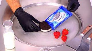 ASMR  How to make Oreo Ice Cream Sandwich & Strawberry - Ice Cream Rolls  Satisfying no talking