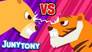 Lion vs. Tiger  JunyTony Versus Series Ep. 2  Who Is the Real King?  Animal Song  JunyTony