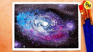 How to draw SPACE GALAXY UNIVERSE with acrylic  Drawing lesson for beginners