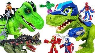 Minions were capture by dinosaur Avengers Spider Man & Police dinosaur Go- DuDuPopTOY