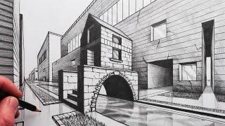 How to Draw 2-Point Perspective Draw a Arched Bridge in a City