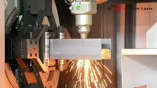 i20A-3D H beam cut by fiber laser tube cutting machine with bevel cut laser head