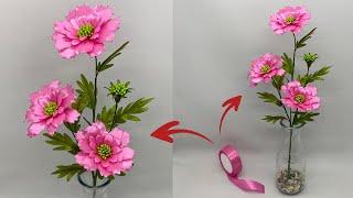 DIY  How To Make Scabiosa Flower From Satin Ribbon Easy  Satin Ribbon Flowers Easy