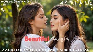 4K AI ART Lookbook Model Video of Cute Lesbian Couple Stunning Hot Couple Lingerie Fashion