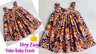 Very Easy Yoke Baby Frock cutting and stitching Full Tutorial  Baby Frock cutting and stitching 1-2