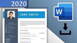 CV Template Word DOWNLOAD FREE ⬇ 2020  - Blue Resume Design with Icons  DOCX 