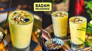 Street Style Badam Milkshake Recipe - How to Make Almond Milkshake - Indian Style Badam shake
