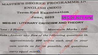 MEG 05 Literary Criticism and Theory 2023 June Question Paper IGNOU