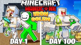I Survived 100 DAYS as an IRON GOLEM in HARDCORE Minecraft