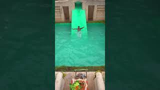 My Dream waterslide part Short #history #primitiveuniquetool #pool #survival #build #cooking