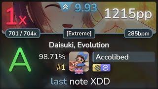 9.9⭐Accolibed  Minazuki Airi with Atsushi - Daisuki Evolution Extreme+HDDT 98.71% #1  1215pp 1