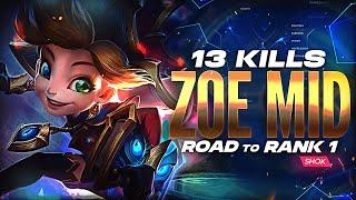 HOW TO CARRY A LOSING BOT LANE - 13 KILLS WITH ZOE - ROAD TO RANK 1