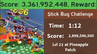 World Record SOLO 3.36B Score Stick Bug  World First Solo Level 22 Stick Bug  Bee Swarm Simulator