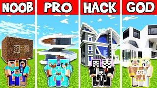Minecraft Battle  Family New Resort House Build Challenge - Noob Vs Pro Vs Hacker Vs God